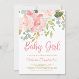 Personazlied meisje blush roze floral baby shower kaart