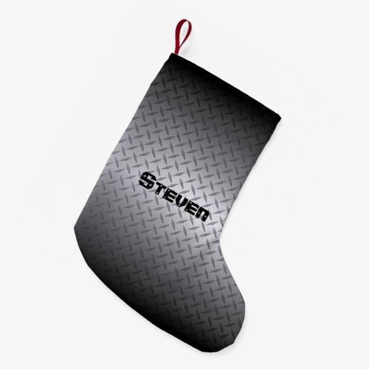 Personazlied Steel Diamondplate Pattern Kleine Kerstsok (Voorkant (Hangend))