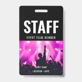 Personeel Aangepaste naam Alle toegangspas Concert Badge