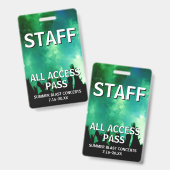 Personeel All Access Pass Concert Evenement Badge (Voor- en achterkant)