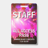 Personeel All Access Pass Concert Evenement Badge (Voorzijde)