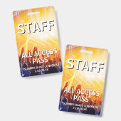 Personeel All Access Pass Concert Evenement Badge (Voor- en achterkant)