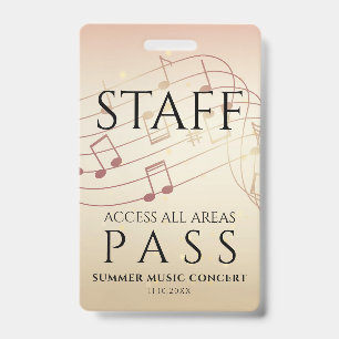 Personeel All Access Pass Muziekfestival Badge