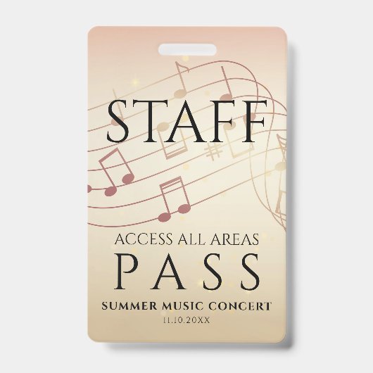 Personeel All Access Pass Muziekfestival Badge (Voorzijde)