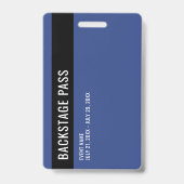 Personeel Backstage Pas Blauwe ID Badge (Achterkant)