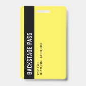 Personeel Backstage Pass Yellow ID Badge (Achterkant)