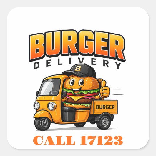 🍔 Personeel Burger Restaurant Bezorgteam 🍔 Vierkante Sticker (Voorkant)