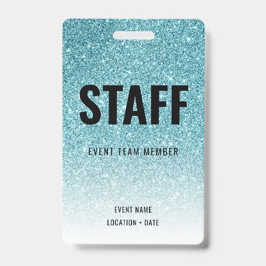 Personeel Custom Event of Concert Blue Glitter Badge (Voorkant)
