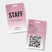 Personeel Custom Event of Concert Pink Glitter Badge (Voor- en achterkant)