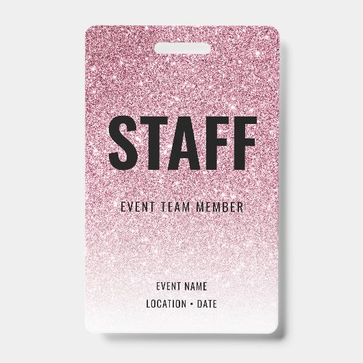 Personeel Custom Event of Concert Pink Glitter Badge (Voorzijde)