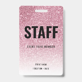 Personeel Custom Event of Concert Pink Glitter Badge
