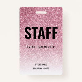 Personeel Custom Event of Concert Pink Glitter Badge