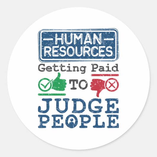 Personeel dat betaald wordt aan rechter mensen ronde sticker (Voorkant)