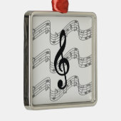 Personeel en Treble Clef Metalen Ornament (Rechts)