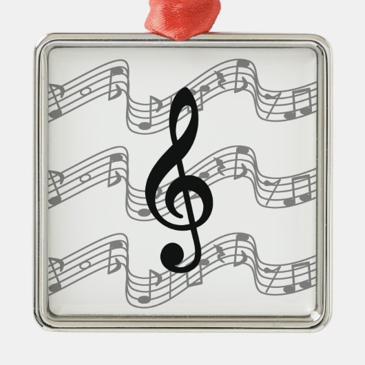 Personeel en Treble Clef Metalen Ornament (Voorkant)