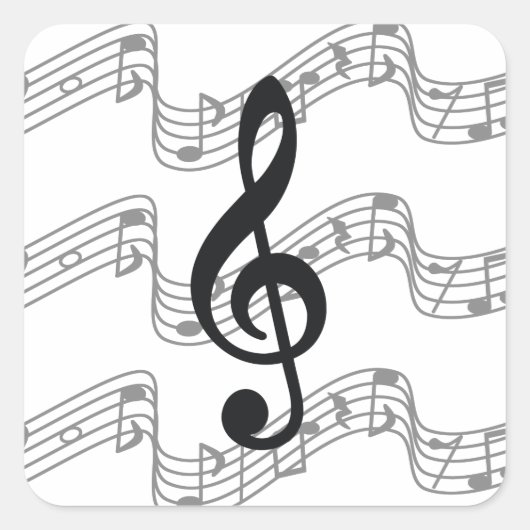 Personeel en Treble Clef Vierkante Sticker (Voorkant)