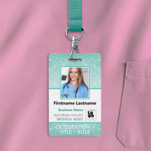 Personeel Foto ID Barcode Logo Aqua Blue Glitter N