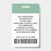 Personeel Foto ID Barcode Logo Arsenic Groene Naam Badge (Achterkant)