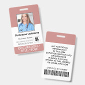 Personeel Foto ID Barcode Logo Stusty Roos Roze na Badge (Voor- en achterkant)