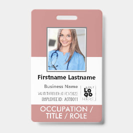 Personeel Foto ID Barcode Logo Stusty Roos Roze na Badge