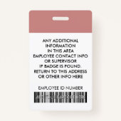 Personeel Foto ID Barcode Logo Stusty Roos Roze na Badge (Achterkant)