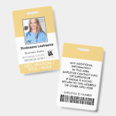 Personeel Foto ID Barcode Logo Zonnebloem Gele naa Badge (Voor- en achterkant)