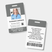 Personeel Foto ID Kaart Barcode Logo Donkergrijs N Badge (Voor- en achterkant)