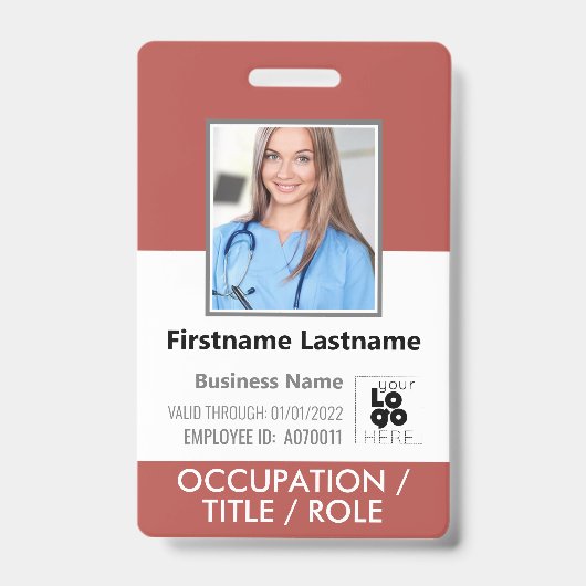 Personeel Foto ID-kaart Barcode Logo Rectory Red N Badge (Voorkant)