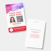 Personeel Foto ID QR Code Rood Badge (Voor- en achterkant)