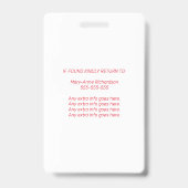 Personeel Foto ID QR Code Rood Badge (Achterkant)