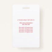 Personeel Foto ID QR Code Rood Badge (Achterkant)