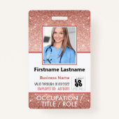 Personeel Foto ID streepjescode Logo Gold Glitter  Badge (Voorkant)
