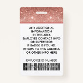 Personeel Foto ID streepjescode Logo Gold Glitter  Badge (Achterkant)