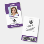 Personeel, foto, streepjescode en Logo Badge (Voor- en achterkant)
