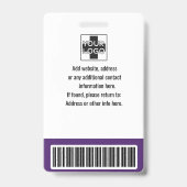 Personeel, foto, streepjescode en Logo Badge (Achterkant)