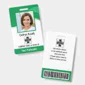 Personeel, foto, streepjescode en Logo Badge (Voor- en achterkant)
