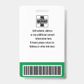 Personeel, foto, streepjescode en Logo Badge (Achterkant)