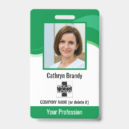 Personeel, foto, streepjescode en Logo Badge