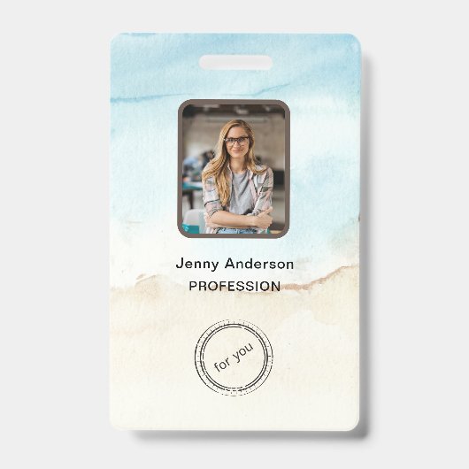 Personeel ID-badge met foto, barcode, Logo en naam Badge (Voorzijde)