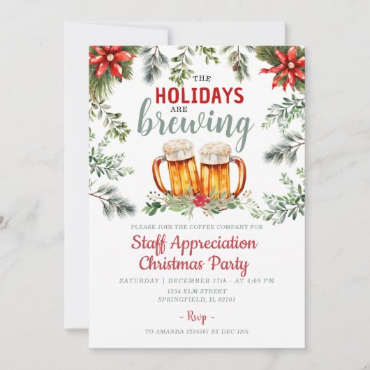 Personeel kerstfeest Feestdagen zijn brouwen Kaart (Voorkant)