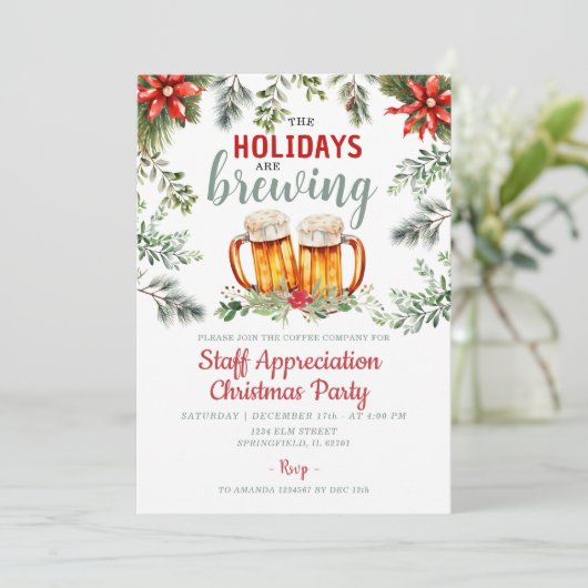 Personeel kerstfeest Feestdagen zijn brouwen Kaart (Staand voorkant)