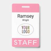 Personeel Medewerker Roze Naam Badge Clip Reel Lan (Voorkant)
