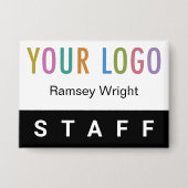 Personeel Pin Achternaam Badge Button met Logo Zwa (Voorkant)