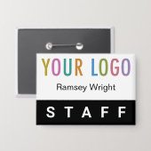Personeel Pin Achternaam Badge Button met Logo Zwa (Voorkant / Achterkant)