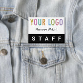 Personeel Pin Achternaam Badge Button met Logo Zwa (Insitu)