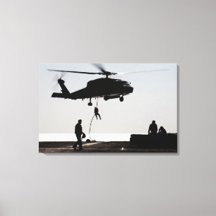 Personeel snel-touw uit een SH-60F Canvas Afdruk