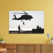 Personeel snel-touw uit een SH-60F Canvas Afdruk (Insitu (Woonkamer))