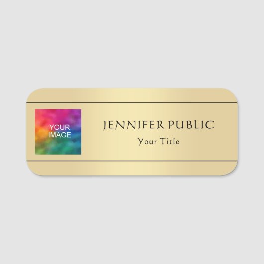 Personeel Uw foto-Afbeelding hier faux Gold Naamplaatje (Voorkant)