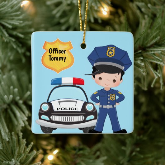 Personeel van de politie en Kind van de patrouille Keramisch Ornament (Boom)