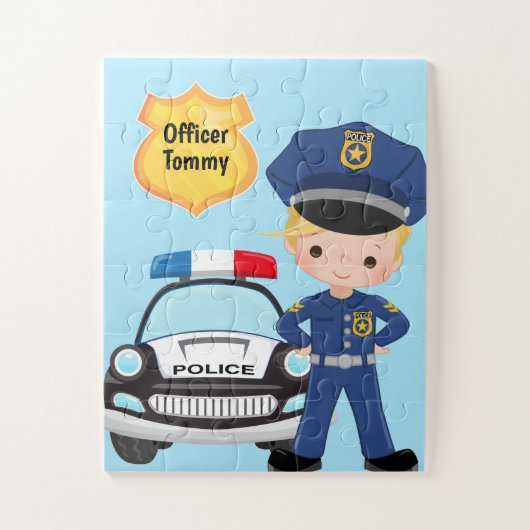 Personeel van de politie en patrouillewagen Kinder Legpuzzel (Verticaal)